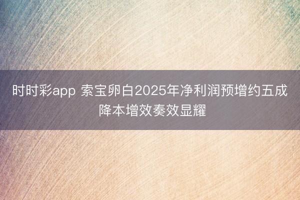 时时彩app 索宝卵白2025年净利润预增约五成 降本增效奏效显耀