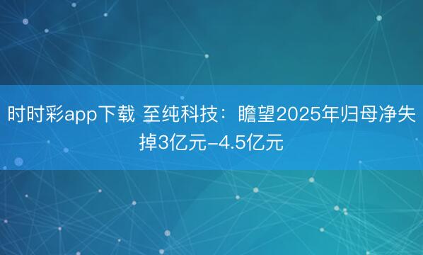 时时彩app下载 至纯科技：瞻望2025年归母净失掉3亿元-4.5亿元