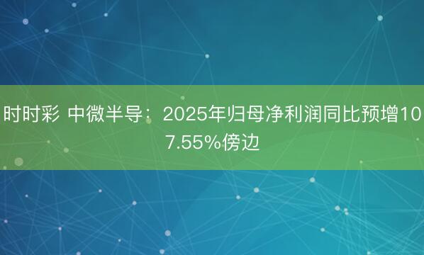 时时彩 中微半导：2025年归母净利润同比预增107.55%傍边