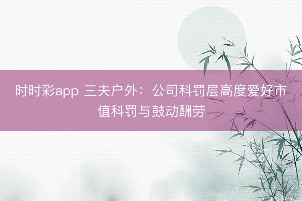 时时彩app 三夫户外：公司科罚层高度爱好市值科罚与鼓动酬劳