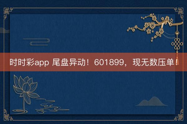 时时彩app 尾盘异动！601899，现无数压单！