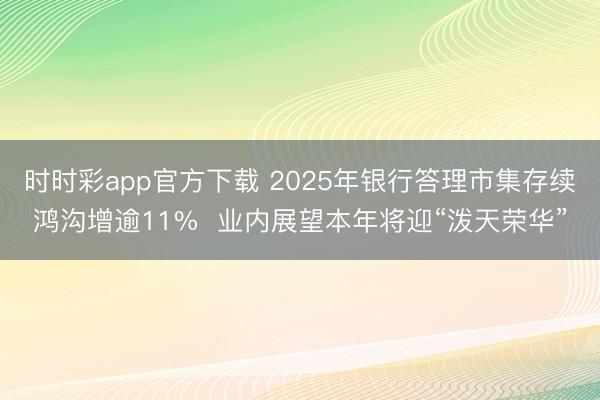时时彩app官方下载 2025年银行答理市集存续鸿沟增逾11%  业内展望本年将迎“泼天荣华”