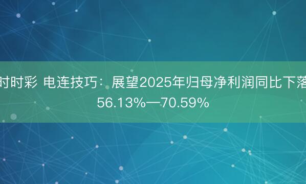时时彩 电连技巧：展望2025年归母净利润同比下落56.13%—70.59%