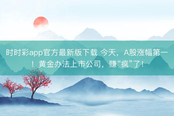 时时彩app官方最新版下载 今天，A股涨幅第一！黄金办法上市公司，赚“疯”了！