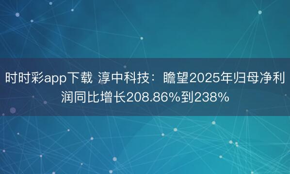 时时彩app下载 淳中科技：瞻望2025年归母净利润同比增长208.86%到238%