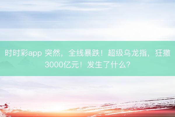 时时彩app 突然，全线暴跌！超级乌龙指，狂撒3000亿元！发生了什么？