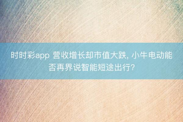 时时彩app 营收增长却市值大跌, 小牛电动能否再界说智能短途出行?