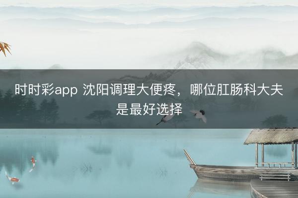 时时彩app 沈阳调理大便疼，哪位肛肠科大夫是最好选择