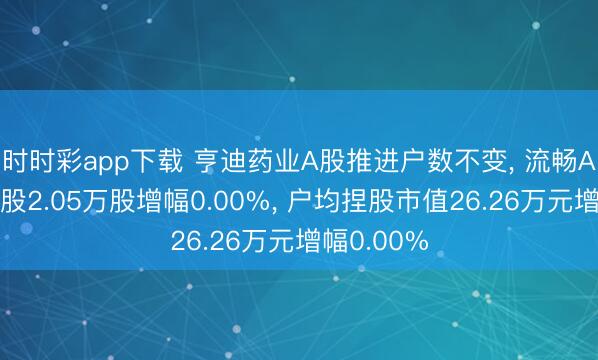 时时彩app下载 亨迪药业A股推进户数不变, 流畅A股户均捏股2.05万股增幅0.00%, 户均捏股市值26.26万元增幅0.00%