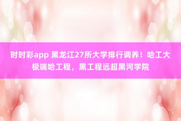 时时彩app 黑龙江27所大学排行调养!哈工大极端哈工程,黑工程远超黑河学院
